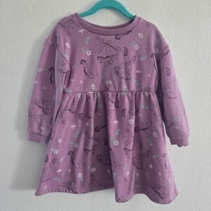 Disney Princess Girls Purple Sweatshirt Dress All Over Print 4T Long Sleeve